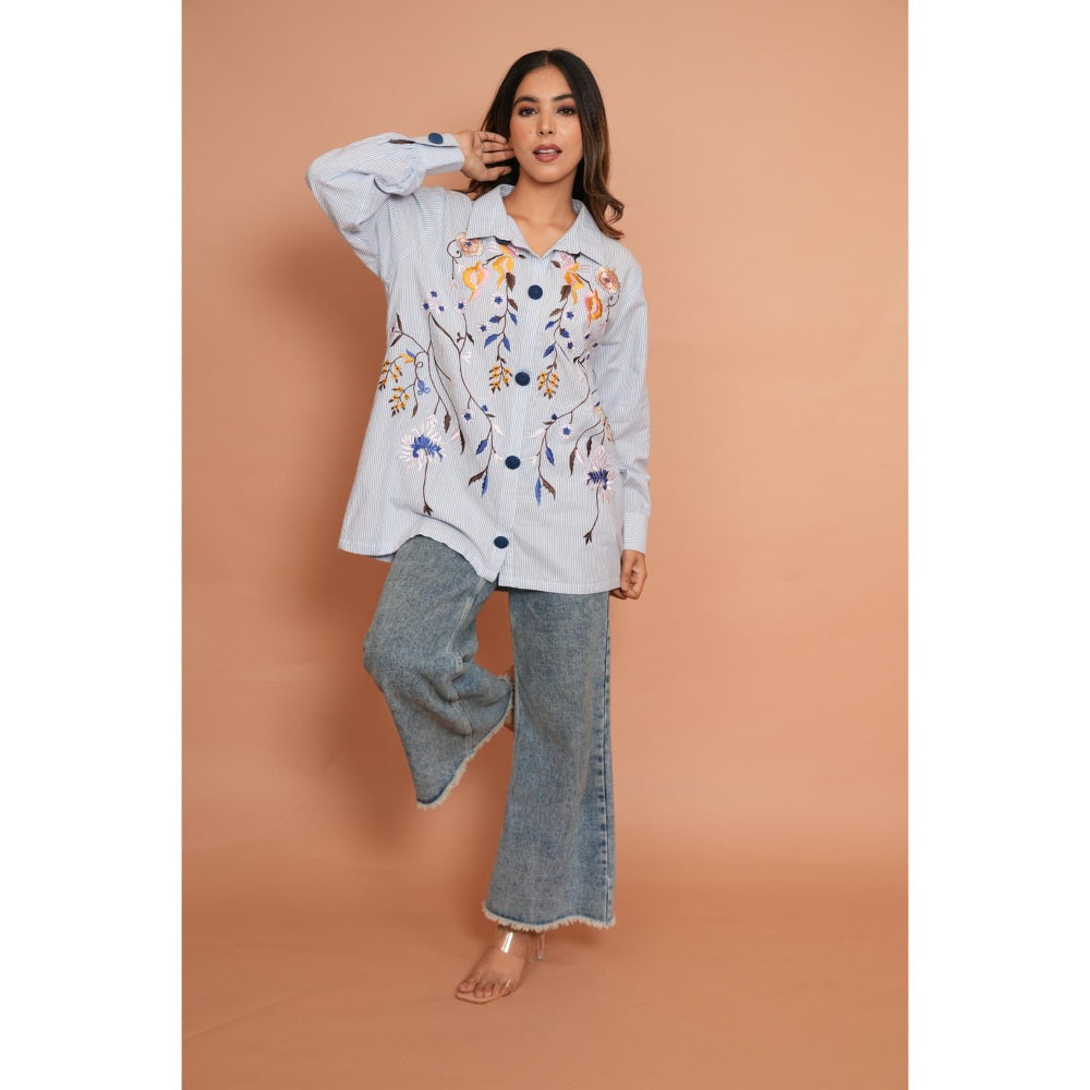 Rabnoor K Sethi Blue Stripe Shirt