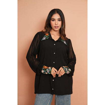 Rabnoor K Sethi Black Embroidered Shirt