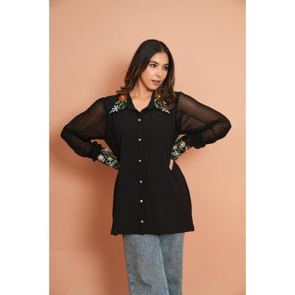 Rabnoor K Sethi Black Embroidered Shirt