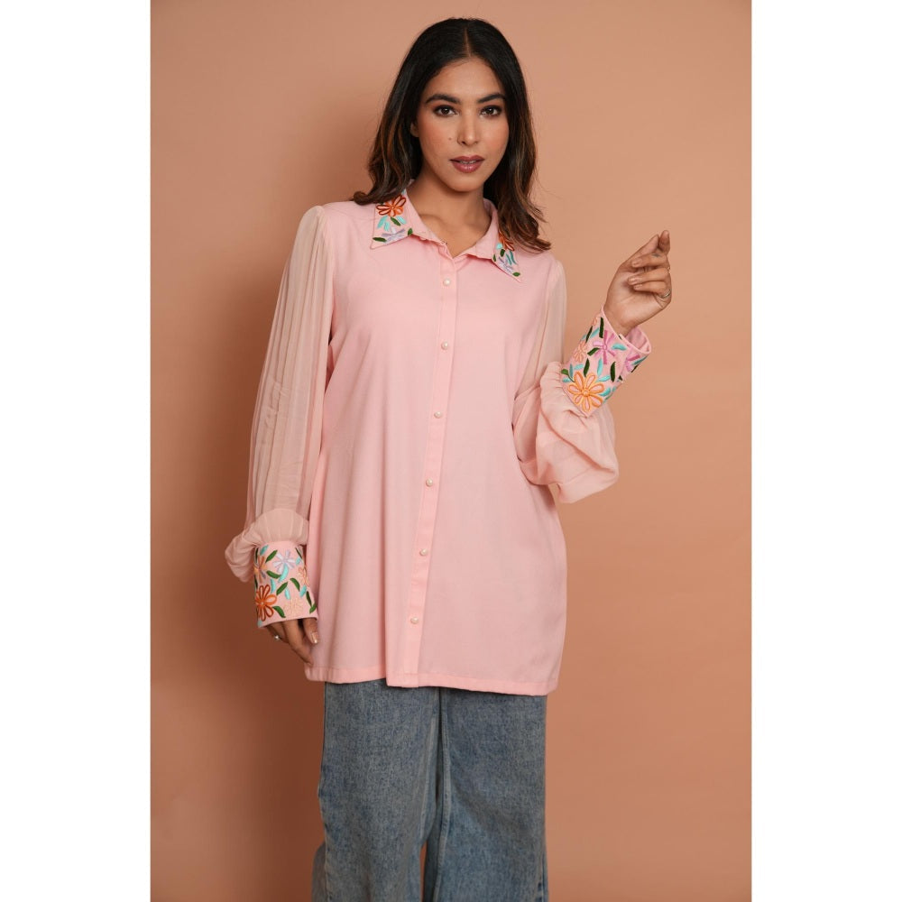 Rabnoor K Sethi Powder Pink Embroidered Shirt