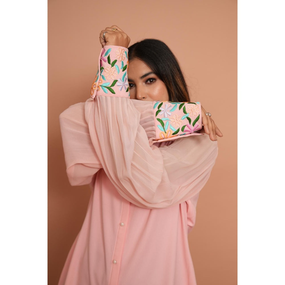 Rabnoor K Sethi Powder Pink Embroidered Shirt