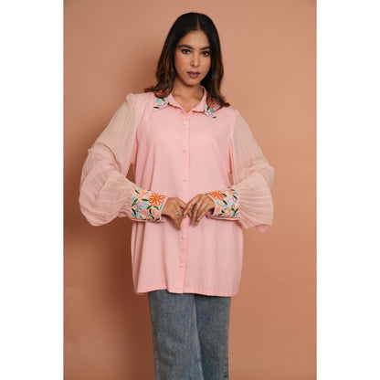 Rabnoor K Sethi Powder Pink Embroidered Shirt