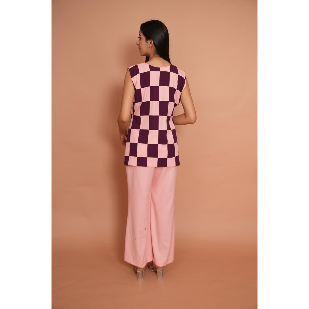 Rabnoor K Sethi Powder Pink Checks Top