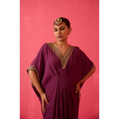 Radha Sharma Gold & Pearl Hand Embroidered Kaftan