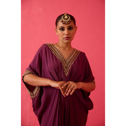 Radha Sharma Gold & Pearl Hand Embroidered Kaftan