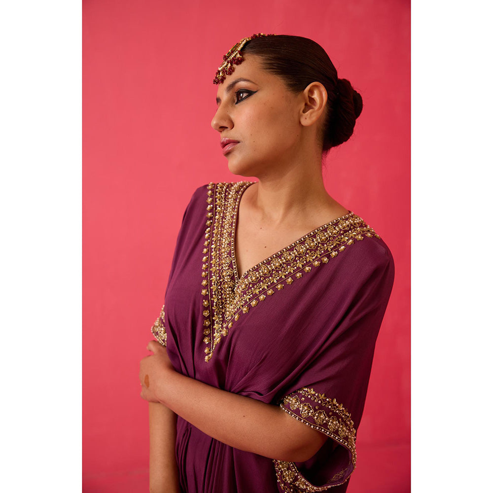 Radha Sharma Gold & Pearl Hand Embroidered Kaftan
