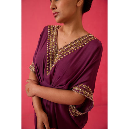 Radha Sharma Gold & Pearl Hand Embroidered Kaftan