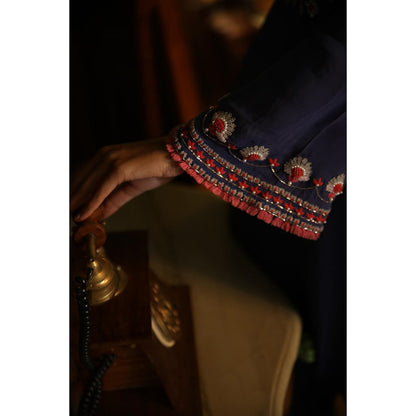 Radha Sharma Purple Georgette Embellished Kurta with Palazzo and Dupatta (Set of 3)