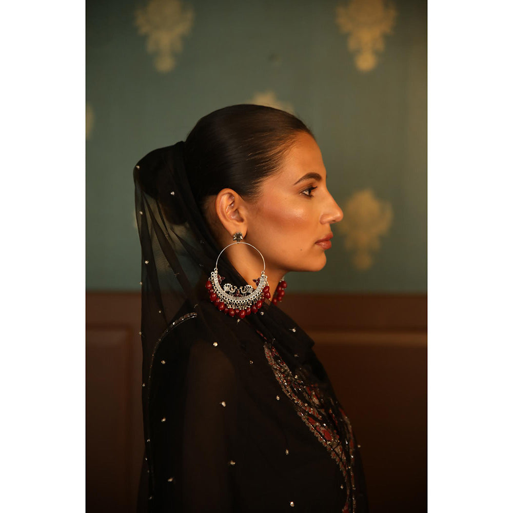 Radha Sharma Black Georgette Embellished Kurta with Palazzo and Dupatta (Set of 3)