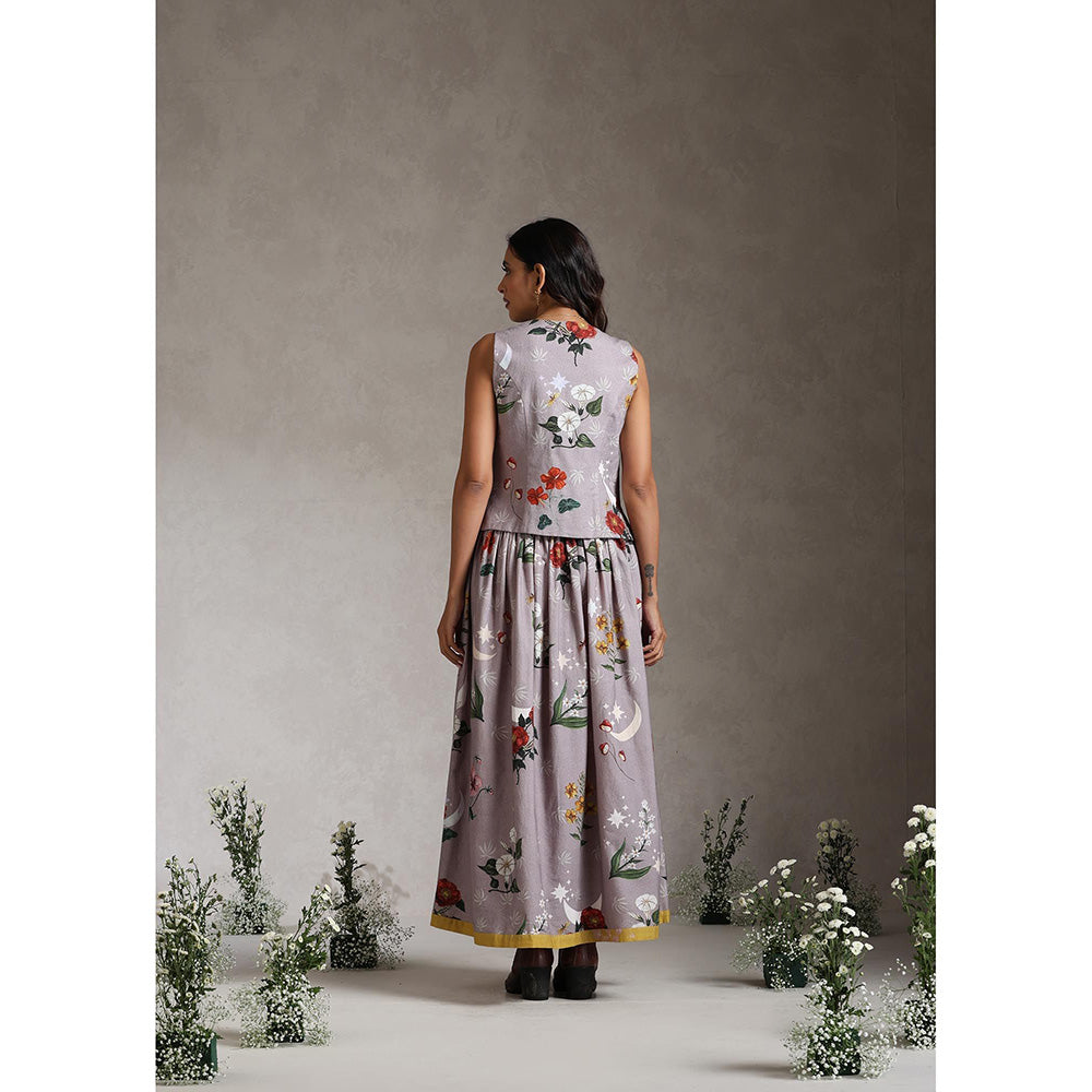 Raiman Lavender Floral Print Top and Skirt (Set of 2)
