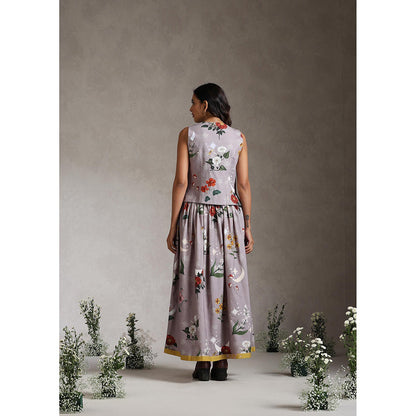 Raiman Lavender Floral Print Top and Skirt (Set of 2)