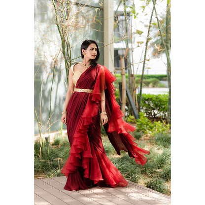 Rashika Sharma Aarna Pre-Draped Saree with Blouse and Belt with Stitched