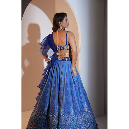 Rashika Sharma Trisha Blouse, Lehenga with Dupatta and Belt (Set of 4)