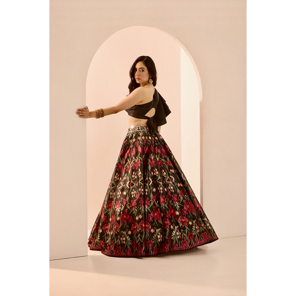 Rashika Sharma Black Kayaa Lehenga with Blouse (Set of 2)