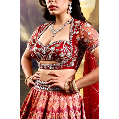Rashika Sharma Red Noor Lehenga with Blouse and Dupatta (Set of 3)