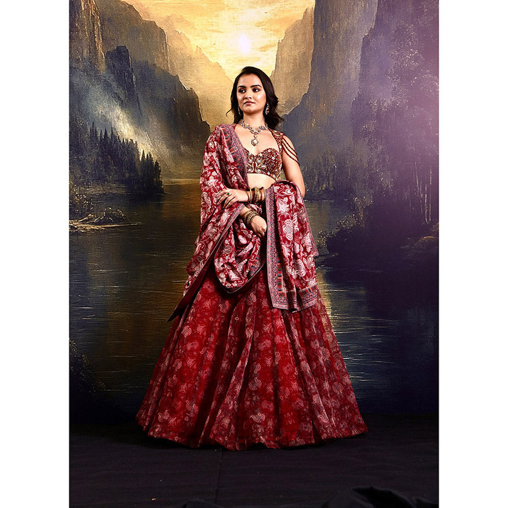 Rashika Sharma Red Khoob Lehenga with Blouse and Dupatta (Set of 3)