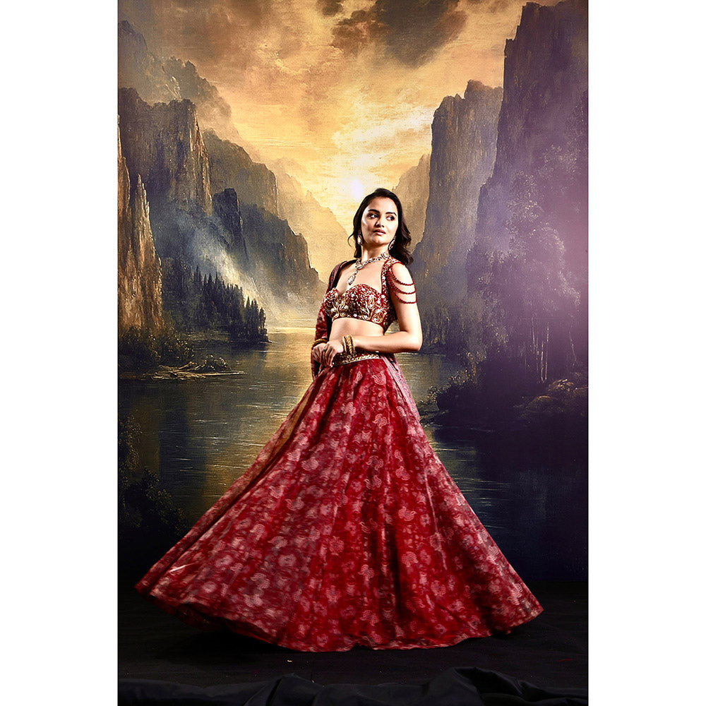 Rashika Sharma Red Khoob Lehenga with Blouse and Dupatta (Set of 3)