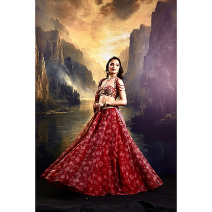 Rashika Sharma Red Khoob Lehenga with Blouse and Dupatta (Set of 3)