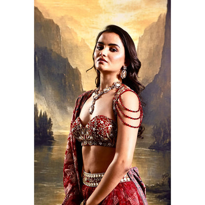 Rashika Sharma Red Khoob Lehenga with Blouse and Dupatta (Set of 3)
