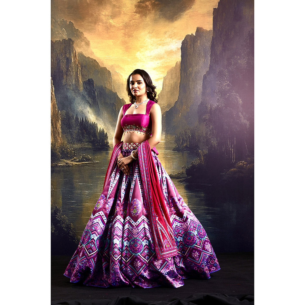 Rashika Sharma Pink Jamila Lehenga with Blouse and Dupatta (Set of 3)