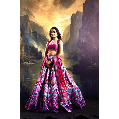 Rashika Sharma Pink Jamila Lehenga with Blouse and Dupatta (Set of 3)