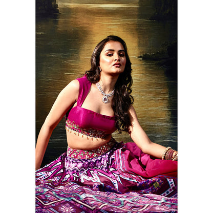 Rashika Sharma Pink Jamila Lehenga with Blouse and Dupatta (Set of 3)