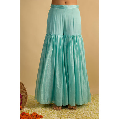 RAYASHA KHAN Crystal Blue Sharara with Blouse and Dupatta