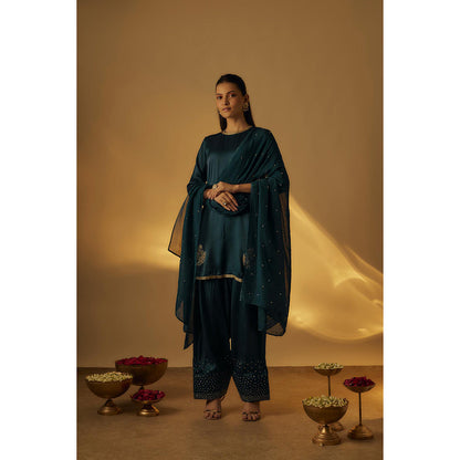 RAYASHA KHAN Teal Farshi Salwar with Kurti and Dupatta