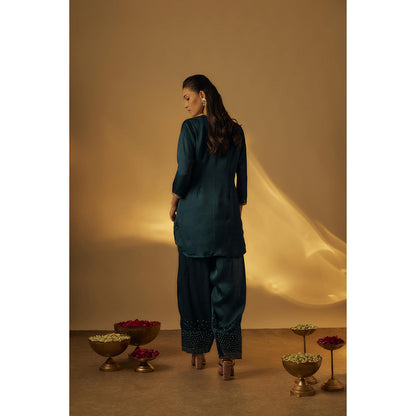 RAYASHA KHAN Teal Farshi Salwar with Kurti and Dupatta