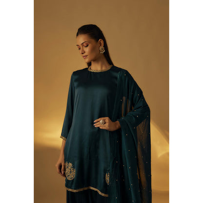 RAYASHA KHAN Teal Farshi Salwar with Kurti and Dupatta