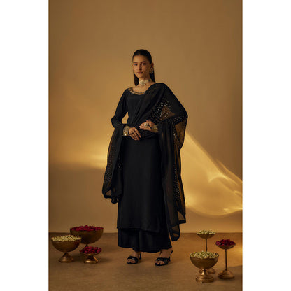 RAYASHA KHAN Black Kurta with Palazzo and Dupatta