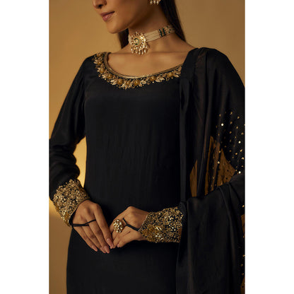 RAYASHA KHAN Black Kurta with Palazzo and Dupatta