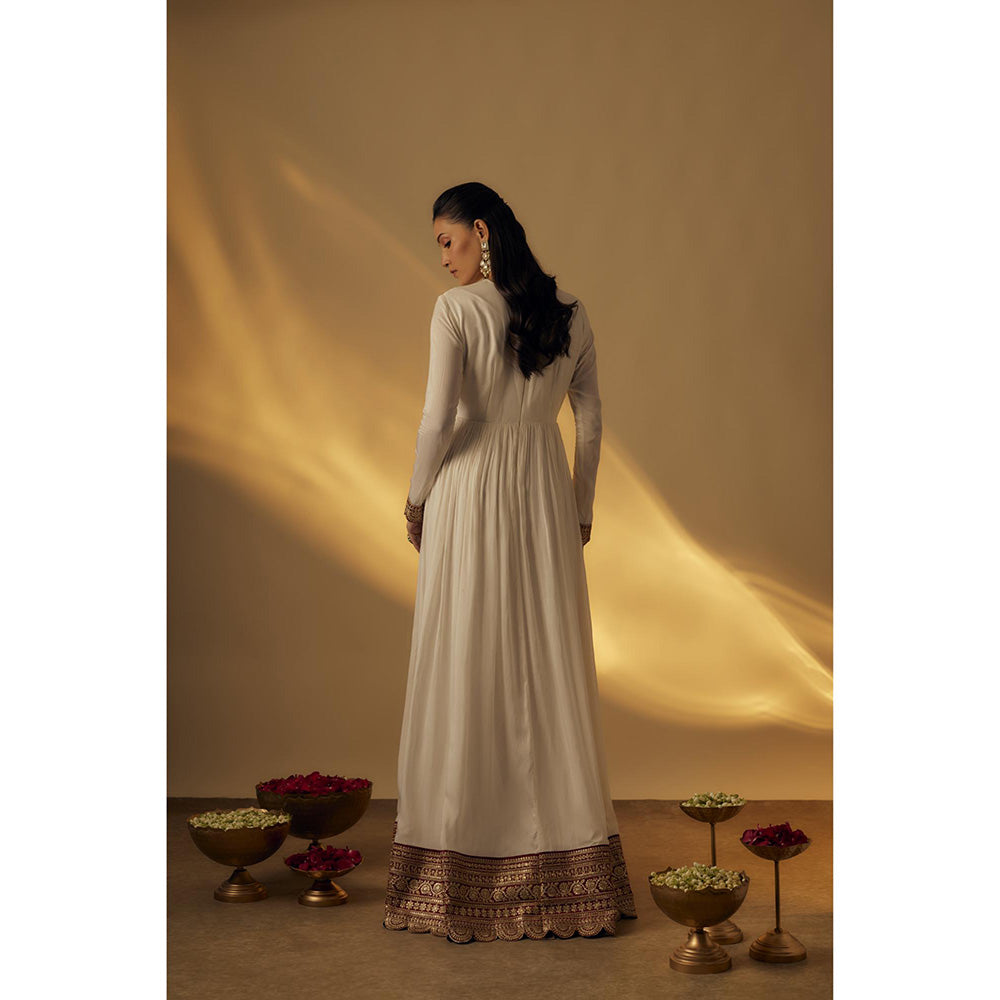 RAYASHA KHAN White Floor Length Anarkali with Dupatta