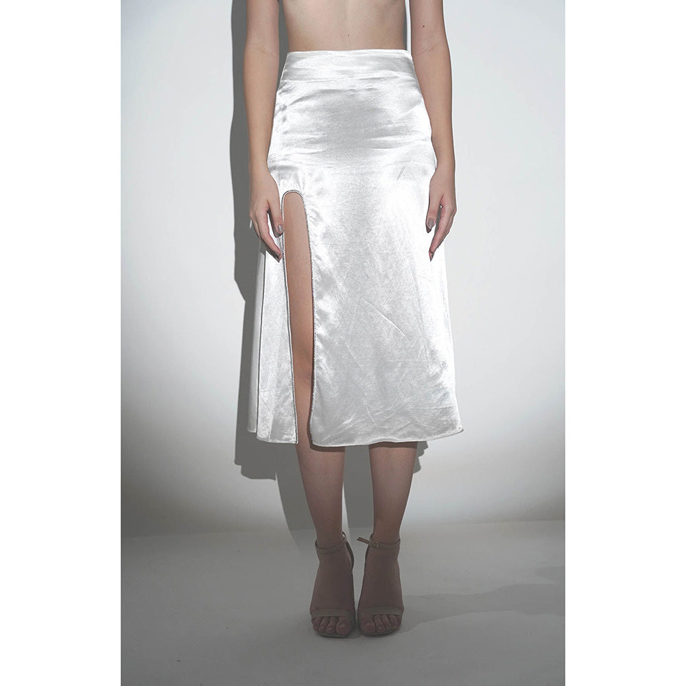 Realm By Vaishali Twinkle White Midi Skirt