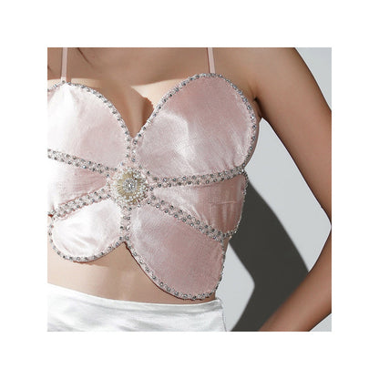 Realm By Vaishali Eden Peach Flower Crystal Crop Top