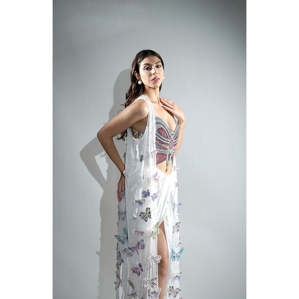 Realm By Vaishali Ariel 3D Sequin and Rhinestone Embellished Butterfly Cape