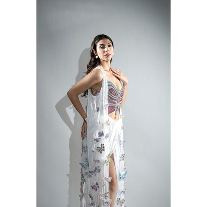 Realm By Vaishali Ariel 3D Sequin and Rhinestone Embellished Butterfly Cape