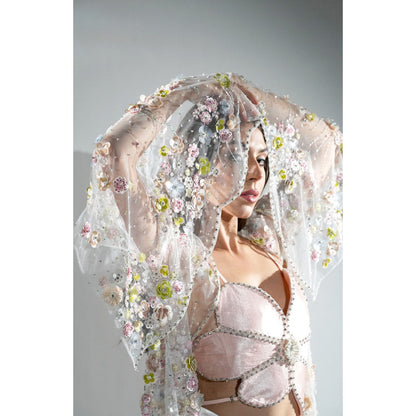 Realm By Vaishali Eden 3D Floral Embroidery Flower Cape