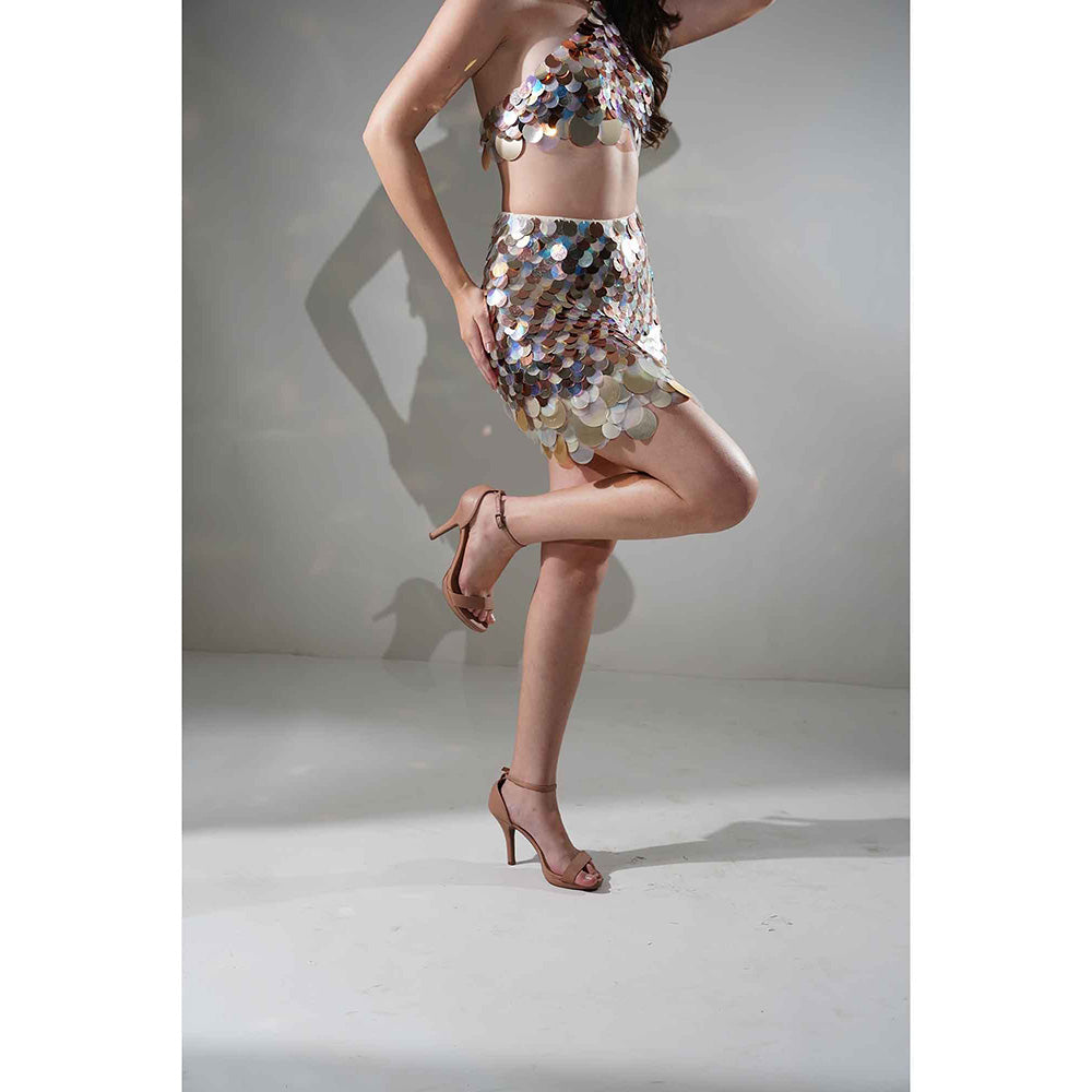 Realm By Vaishali Isla Multi-Color Sequin Mini Skirt