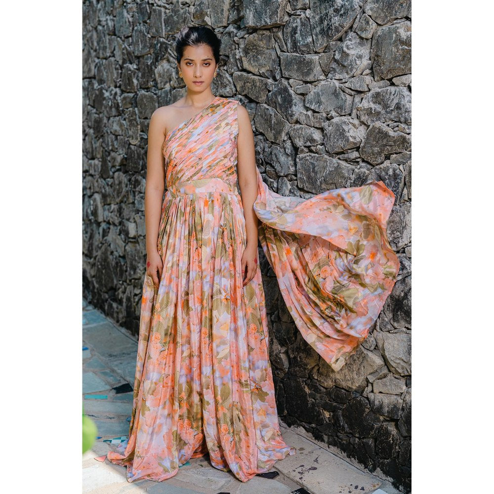 Redpine Designs Coral Printed, Pleated Jumpsuit