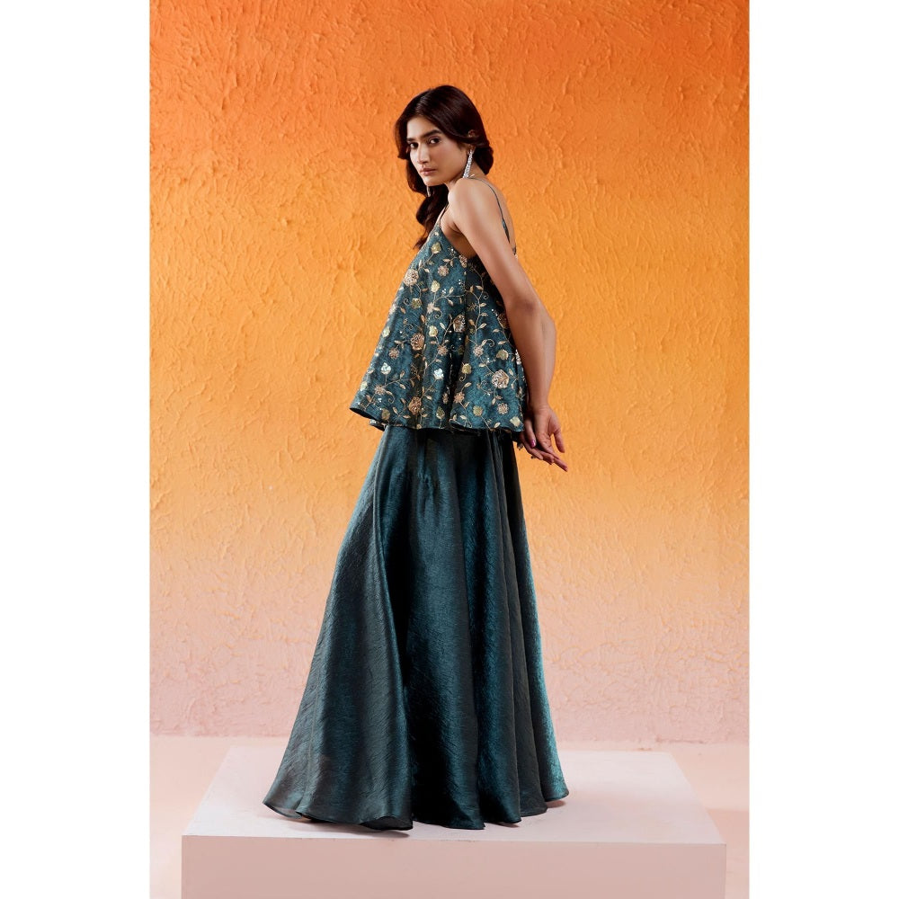 Redpine Designs Teal Blue Top with Sharara (Set of 2)