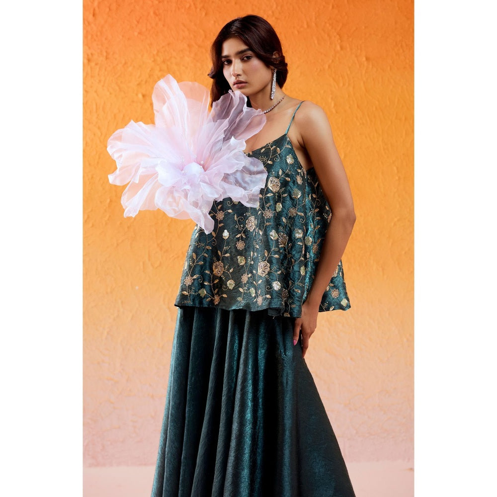 Redpine Designs Teal Blue Top with Sharara (Set of 2)