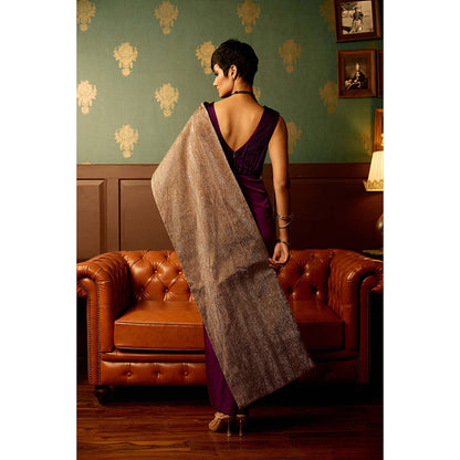 REETI ARNEJA Purple Iris Drape Attached Gown