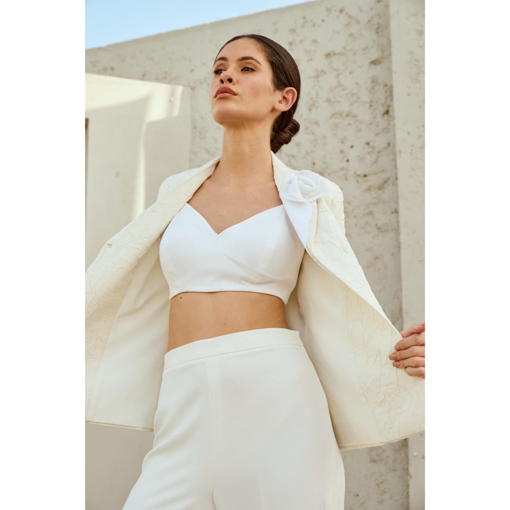 RENASCI Off White Self Design Oblique Blazer