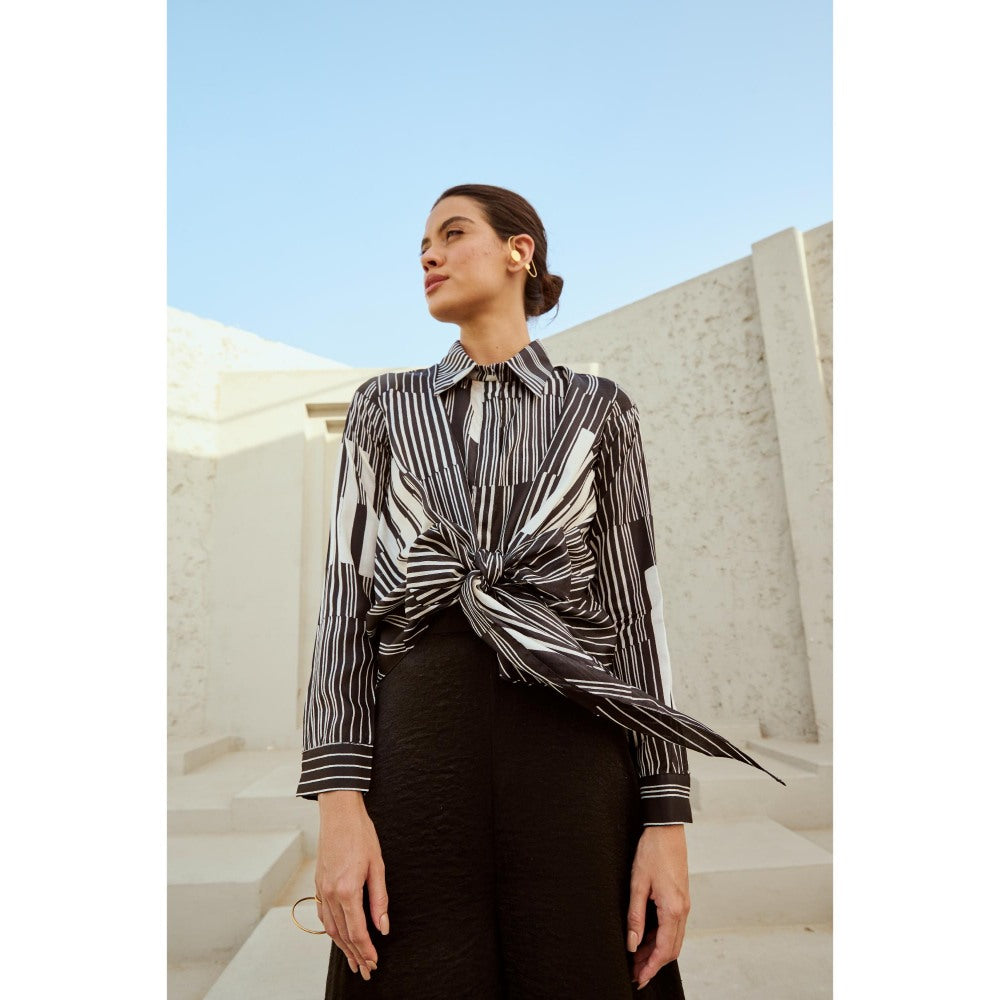 RENASCI Black Printed Stria Shirt
