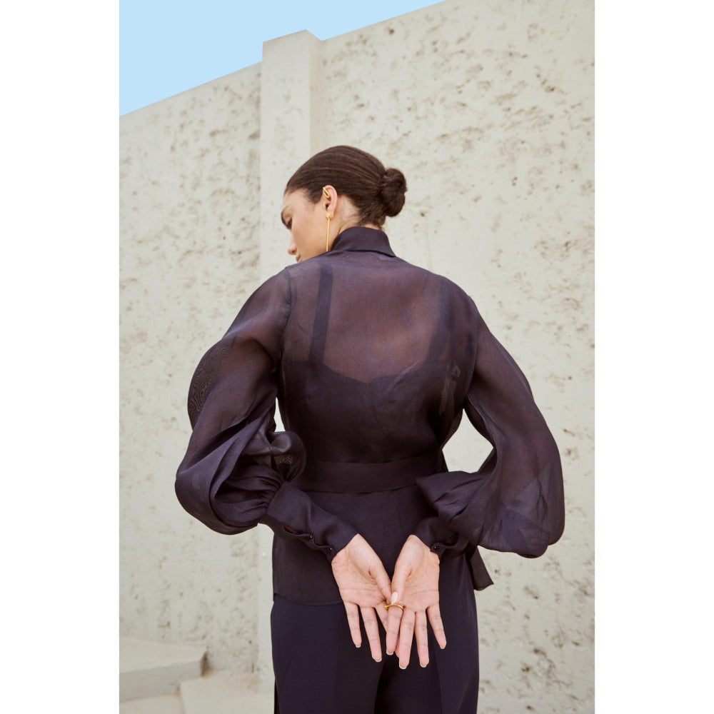 RENASCI Black Embellished/Sequined Celestial Top