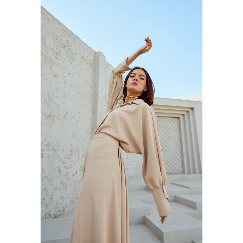 RENASCI Beige Solid/Plain Wing Co-Ord (Set of 2)