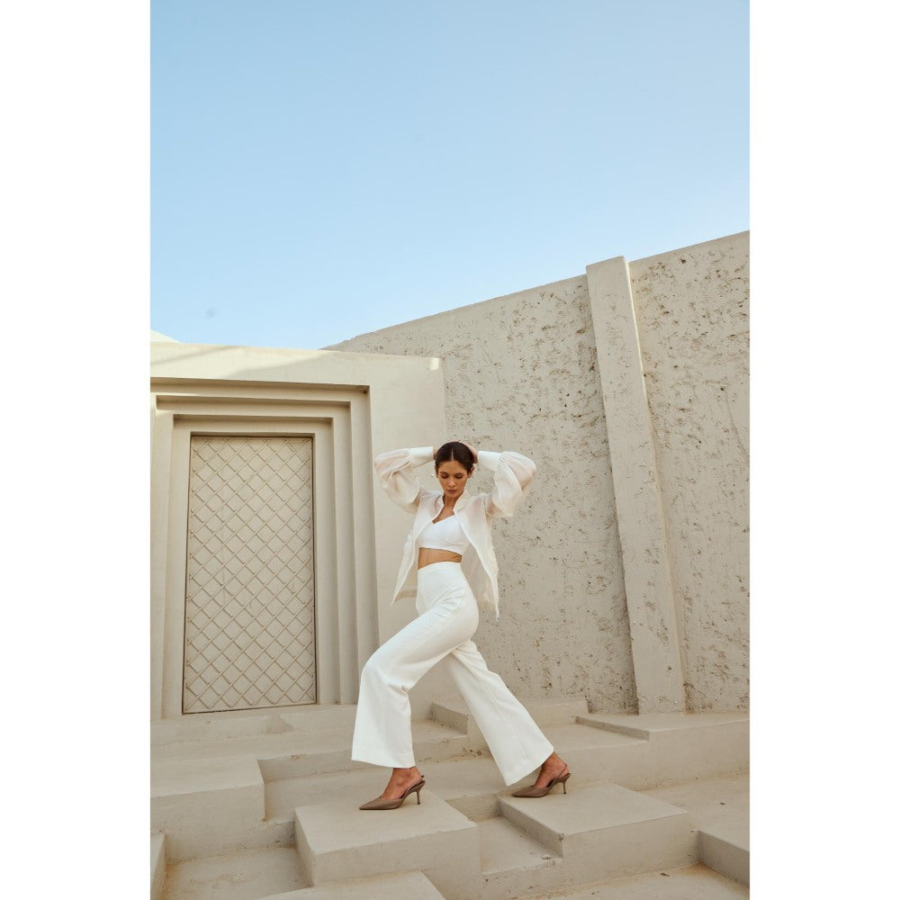 RENASCI Off White Self Design Marshmallow Shrug