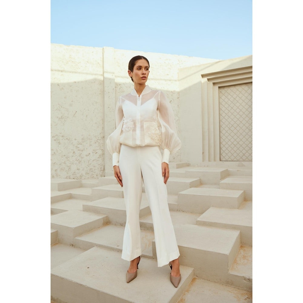 RENASCI Off White Self Design Marshmallow Shrug