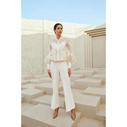 RENASCI Off White Self Design Marshmallow Shrug